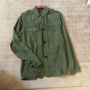 TopShop Army Green Cargo Button Up Long Sleeve SZ4